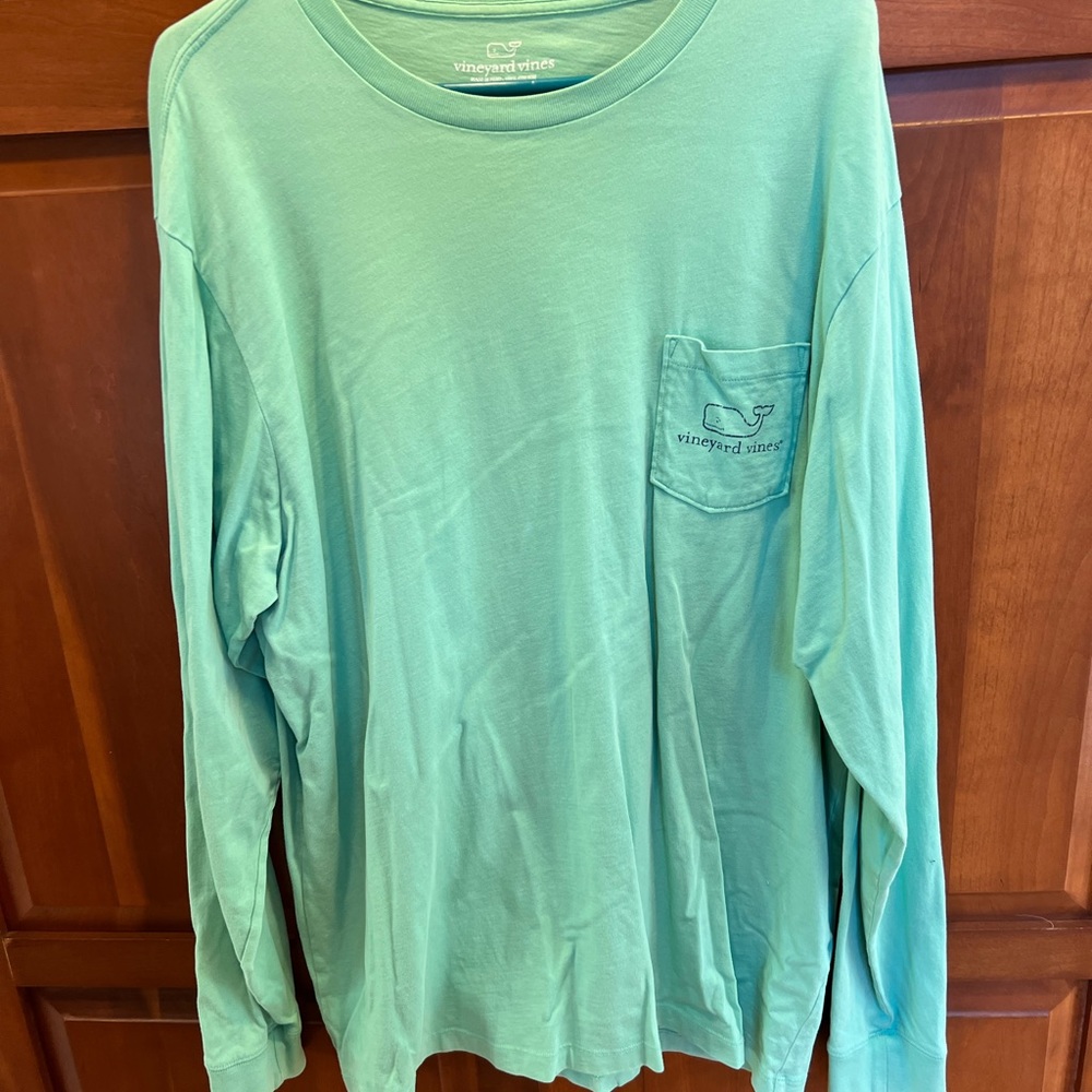 Vineyard Vines Shirt Adult XL Green White Whale Preppy Pocket Tee Cotton Logo